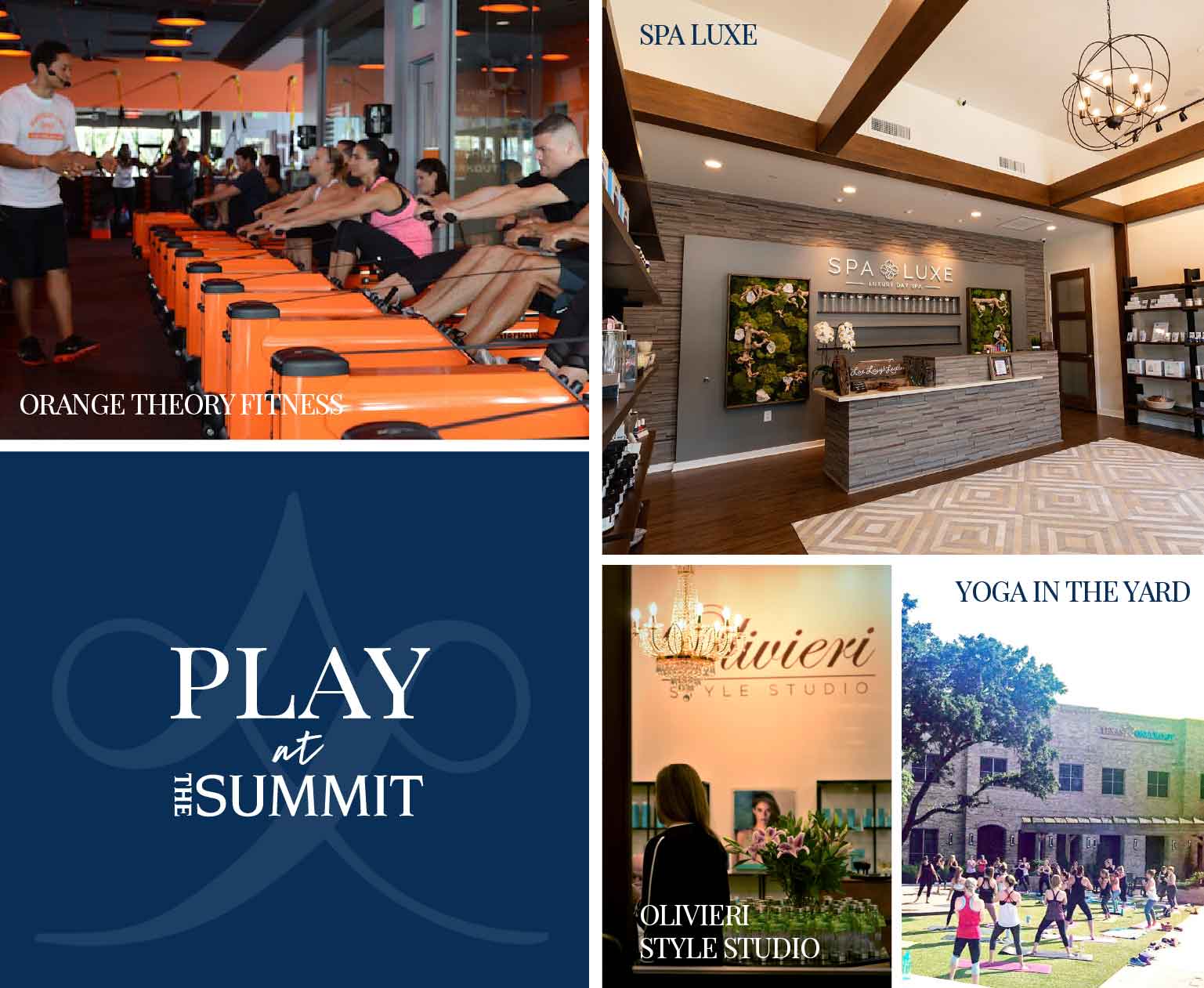 Olivieri Style Studio, Orange Theory Gym, Spa Luxe Massage Facials Manicures Pedicures at The Summit at Rivery Park